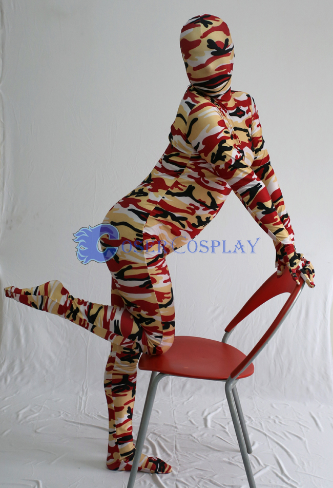 Yellow Red Black Camouflage Zentai Suits